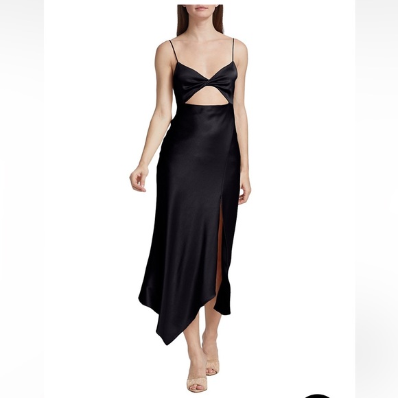 NWT Alice + Olivia Harmony Twist Asymmetric Midi Dress - Picture 2 of 11